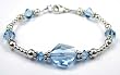 Aquamarine Birthstone Sterling Silver Swarovski Crystal Handmade Beaded Bracelets
