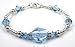 Aquamarine Birthstone Sterling Silver Swarovski Crystal Handmade Beaded Bracelets