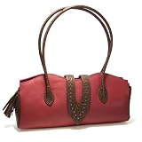4131SmS%2B%2BmL. SL160  Womans Leather Satchel Handbag Purse Tote Raspberry & Brown