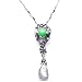 Sterling Silver Chrysoprase & South Sea Pearl Tiffany Style Floral Necklace