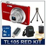 Samsung TL105 12 MP Digital Point and Shoot Camera (Red), 4X Optical Zoom Lens, Ultra Thin Body, 2.7\