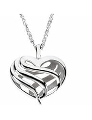 14K White Gold Two-Sided Heart on Singapore Chain -- LIFETIME WARRANTY