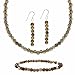 Jewelry : Sterling Silver 4mm Genuine Smokey Quartz Stone Bead Beaded Dangle Hook Earrings Stretch Bracelet Necklace 15-19"" Jewelry Set