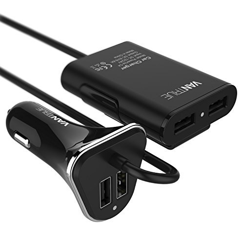Vantrue C4 4 Ports 48W 9.6A USB Car Charger (with Two Ports to Backseat) for iPad, iPhone, Samsung Galaxy, Nexus, LG and more Android Devices