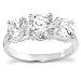 Sterling Silver 3-Stone Cubic Zirconia Ring, Size 5