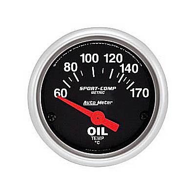 Auto Meter 3348M Sport-Compact Short Sweep Electric Oil Temperature Gauge