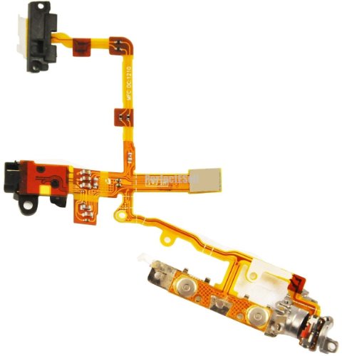 iPhone 3g / 3gS Headphone Audio Jack Flex Cable With Metal Buttons Pre-Installed - Black