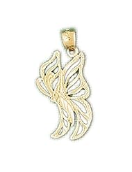 Dazzlers Solid 14k Gold Butterfly Charm Pendant Available in three colors from jewelsberry (weights: 1.1 grams only)