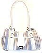 Etienne "Collection Privee" Santiago Linen Natural and Blue Stripe Tote