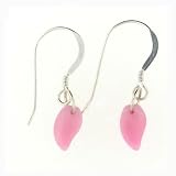 Anna Perrone Pink Opaque Glass Bead Earrings Finished with .925 Sterling Silver