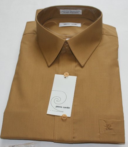 Pierre Cardin Men's Regular Fit Long Sleeve Dress Shirt Size: 16-16.5 - 34/35 Gold