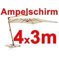 4x3m Ampelschirm Sonnenschirm Sonnenschutz Holz Creme