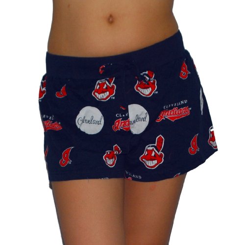Womens Sideline MLB Cleveland Indians Athletic Sleep Short Pajama Pant / Boxer Short (Size: L)