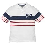 The Childrens Place Big-Boys White Striped Team Polo