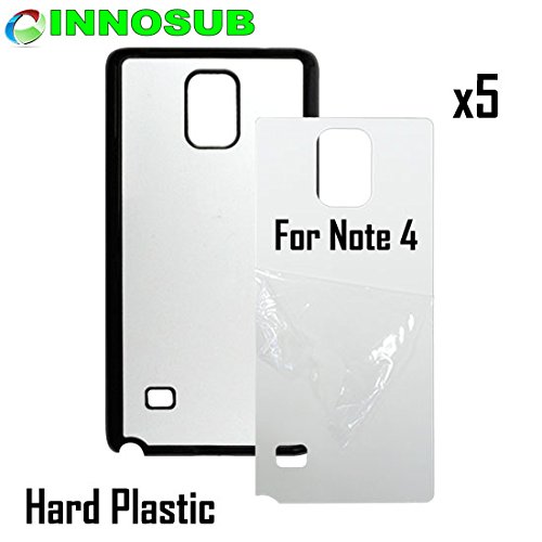 5 x Samsung Galaxy Note 4-Plastic-black - blank dye case + inserts for dye Sublimation phone cover / blank Printable case, Made by INNOSUBTM USA