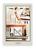 ポスター ジャン　ジャック　ルクー Instruments Du Dessinateur 額装済 アルミハイグレードフレーム（ブラック）