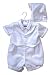 Baby Boys Christening Sets - Infant Boy`s Christening Clothing - 4pc Satin Christening Bubble set with hat