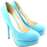 Womens High Stiletto Heel Platform Suede Office Work Court Shoes
