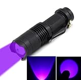 BestFire® 100 Yards Super Mini Zoomable 300 Lumens CREE Q5 Green LED 3-Mode AA/14500 Battery Adjustable Focus Zoom Tactical Flashlight Green Hunting Light Cree LED Green Coyote Hog Hunting Light Lamp Torch for Hunting Fishing (Purple Light)