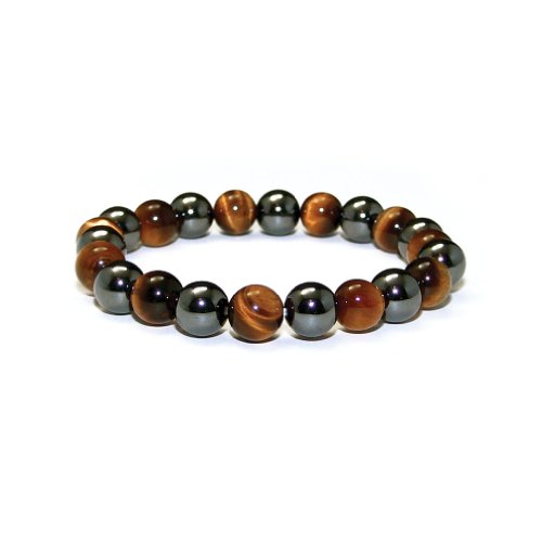 3x Power Men's Magnetic Hematite Tiger's Eye Bracelet, 8.5
