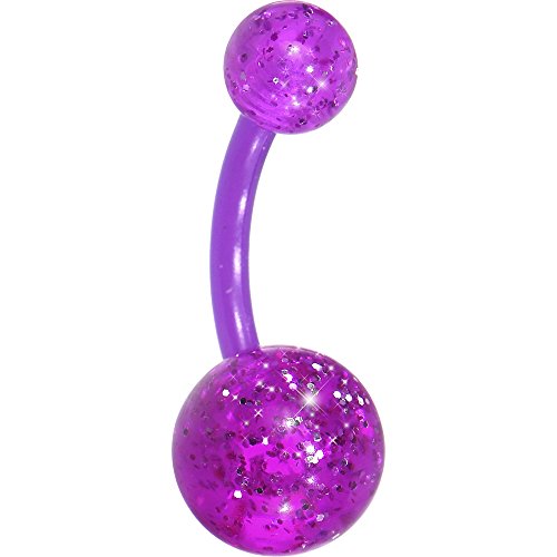 Body CandyPurple Bioplast Glitter Acrylic Ball Belly Button Ring