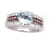 14K Aquamarine & Cognac Diamond Ring