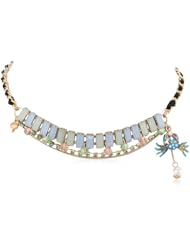 Betsey Johnson "Jewels of the Sea" Baguette and Crab Charm Necklace, 19"