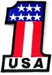 USA #1 Embroidered Patch Patriotic American Flag Iron-On Number One Emblem