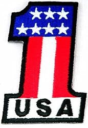 USA #1 Embroidered Patch Patriotic American Flag Iron-On Number One Emblem