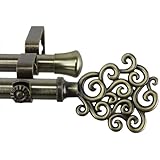 Rod Desyne Tidal Double Curtain Rod, 66 to 120-Inch, Antique Brass