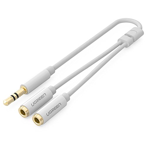 Ugreen 3.5mm オーディオ分配ケーブル オス - メス(×2) ヘッドホン 金メッキプラグ iPad iPhone iPod MP3プレーヤー タブレット等対応 音楽シェア サークル/分離 ホワイト