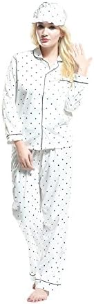 Women Pajamas Sets Ladies Nightgowns Sleepwear Tracksuits Nightwear (L, 16-81009 Black)