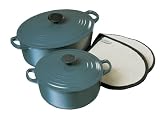 Le Creuset Cast Iron Casserole Set with Double Oven Glove, Granite