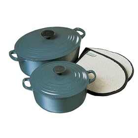 Le Creuset Cast Iron Casserole Set with Double Oven Glove, Granite