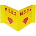 Brady 49419 14-1/2" Width x 8" Height x 6" Depth Red on Yellow MSDS "V" Sign, Legend " M.S.D.S." with Down Arrow