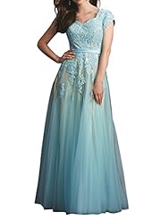 A-line Satin/Tulle Lace Cap Sleeves Floor Length   Ball Gown Bandage Dress/Evening Dress/Prom Dress  With a Sash 