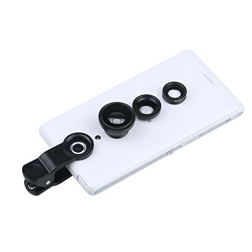 Universal 3 in 1 Cell Phone Camera Lens Kit - Fish Eye Lens / 2 in 1 Camera Lens Kit - Fish Eye & Macro Clip Camera Lens Kit for iPhone 6 6+ 5S 5 /Samsung Galaxy HTC Etc Most Cellphone Smart Phones