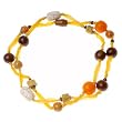 Fabric Threaded Multibead Long Collar Necklace