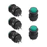 SODIAL(R)5個4端子ラッチタイプグリーンLEDランプラウンドのプッシュボタンスイッチDC 3V