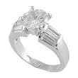 Sterling Silver Round Cut CZ Ring with Trapezoid Side Set