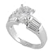 Sterling Silver Round Cut CZ Ring with Trapezoid Side Set