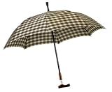 Leighton Cane Flyer Stick Umbrella-Brown Plaid