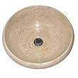 16" Round Sahara Gold Marble Bathroom Sink Vessel Above Counter