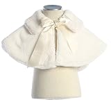 Little Girls Ivory Faux Fur Ribbon Special Occasion Cape Jacket 6M-12