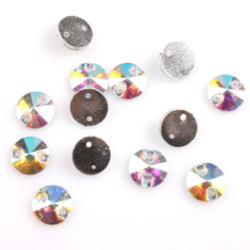 AB Faceted Sew-on Flatback Resin Rhinestone Embellishments Buttons, Applique 8mm 240