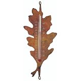 Outdoor Living : Flamed Copper Thermometer- Oak Leaf