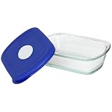 Pyrex Storage Deluxe 1-7 8-Cup Rectangular Dish, Clear with Blue Lid by Pyrex