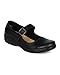 REFRESH Women Textured Leatherette Mary Jane Velcro Buckle Work Loafer Flat CJ36 - Black Leatherette
