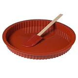Silicone Solutions French Gourmet Tart Pan and Spatula Set - Terra Cotta Red