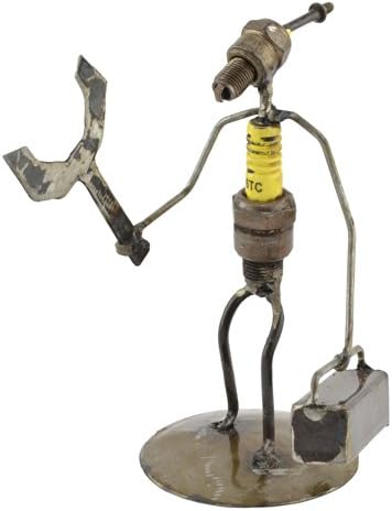 Handyman Recycled Spark Plug Metal Sculpture